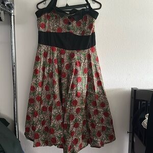 Hell bunny vixen cheetah rose print halter dresss size 2x